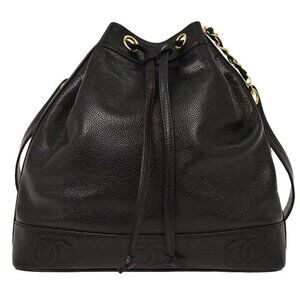 Chanel Black Calfskin Triple CC Bucket Shoulder Bag